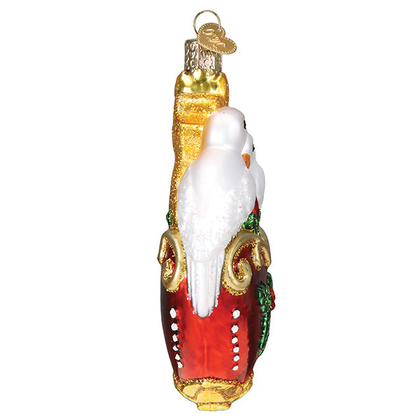 Two Turtle Doves Glass  Ornament