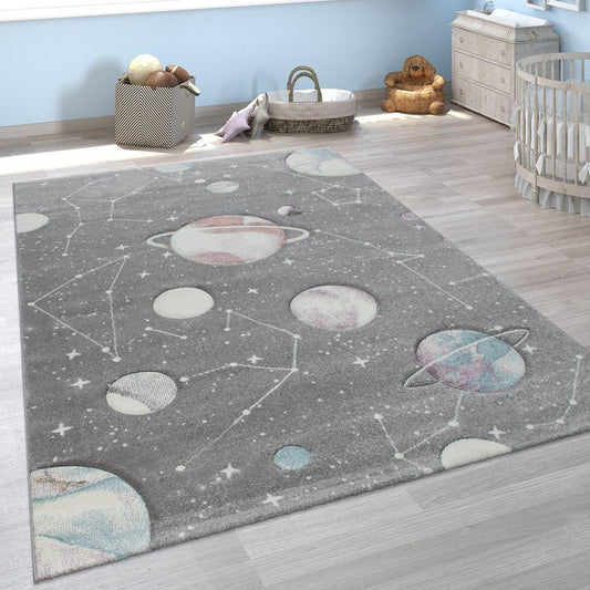 Kids Galaxy Rug Outer Space For Nursery In Grey