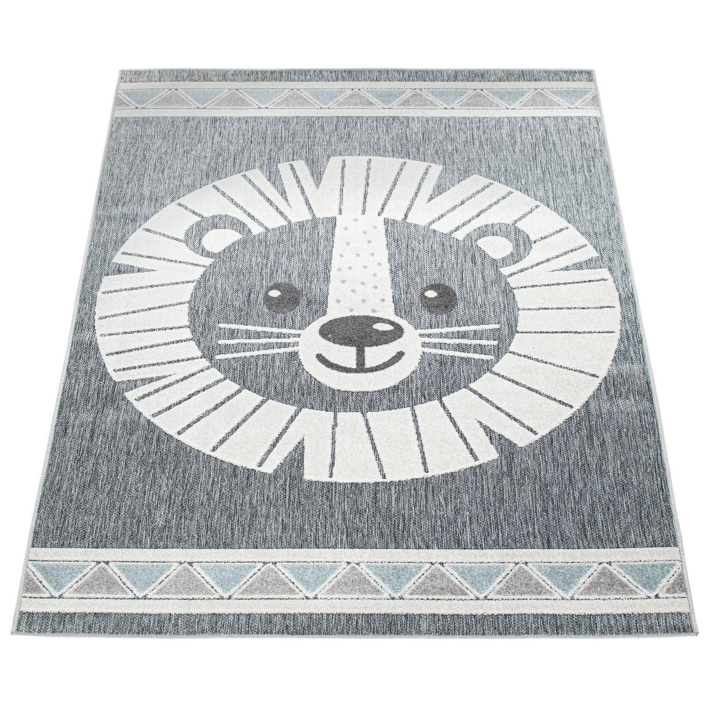 Kids Rug Tweet Happy Lion Play-Mat in Mottled Grey