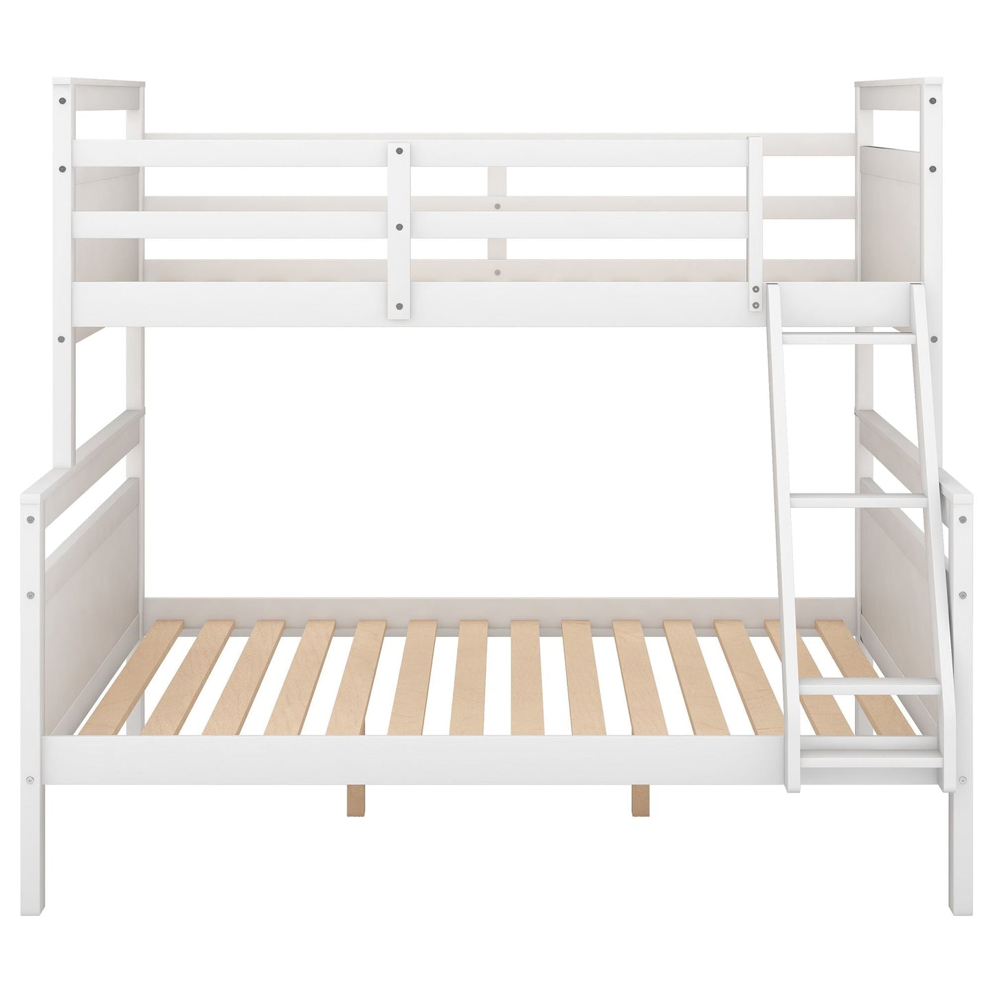 Twin Over Full Wood Bunk Bed with Safety Guardrails and Ladder | Just Better Bunk Beds