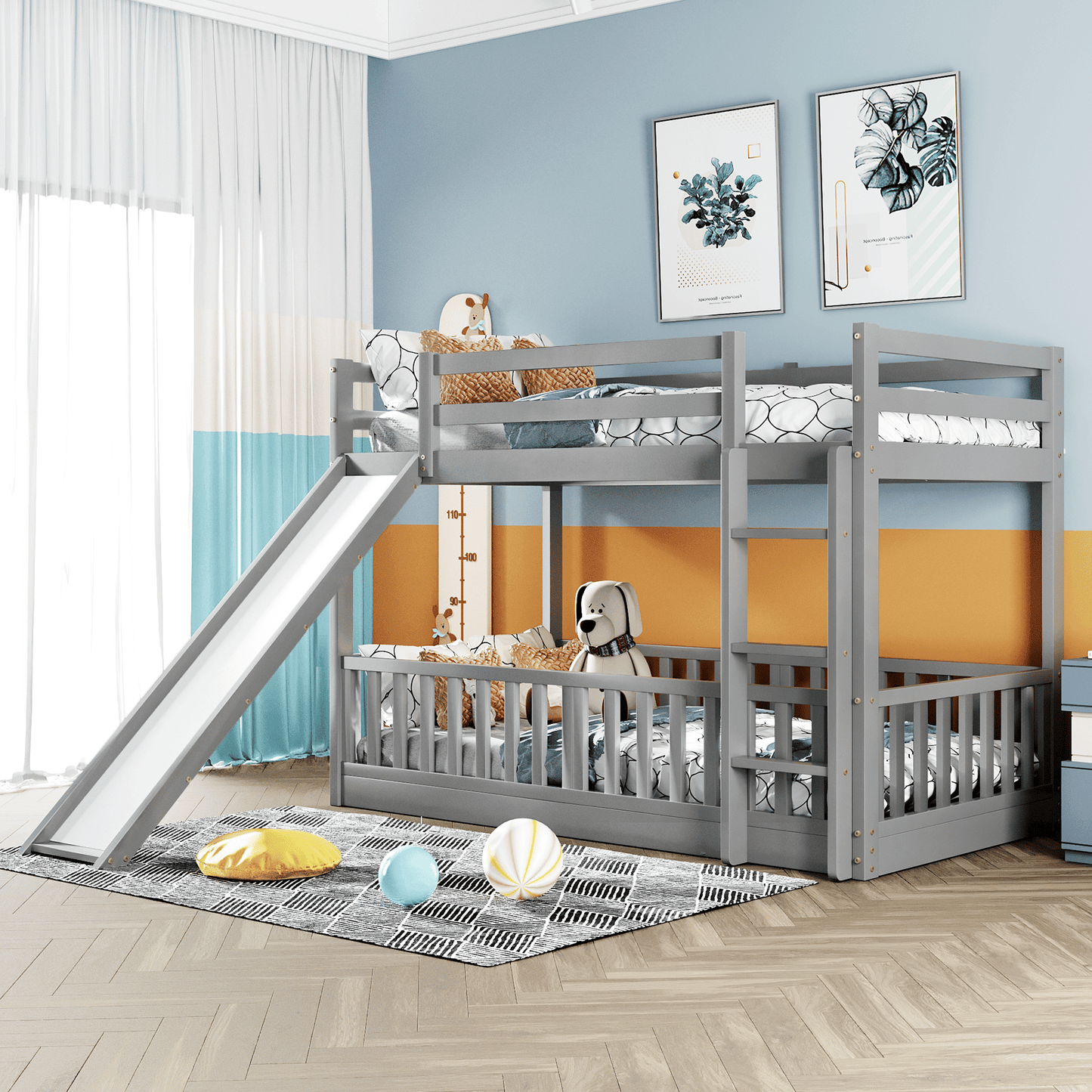 Twin Over Twin Wood Bunk Bed for Kids with Ladder and Guardrails | Just Better Bunk Beds