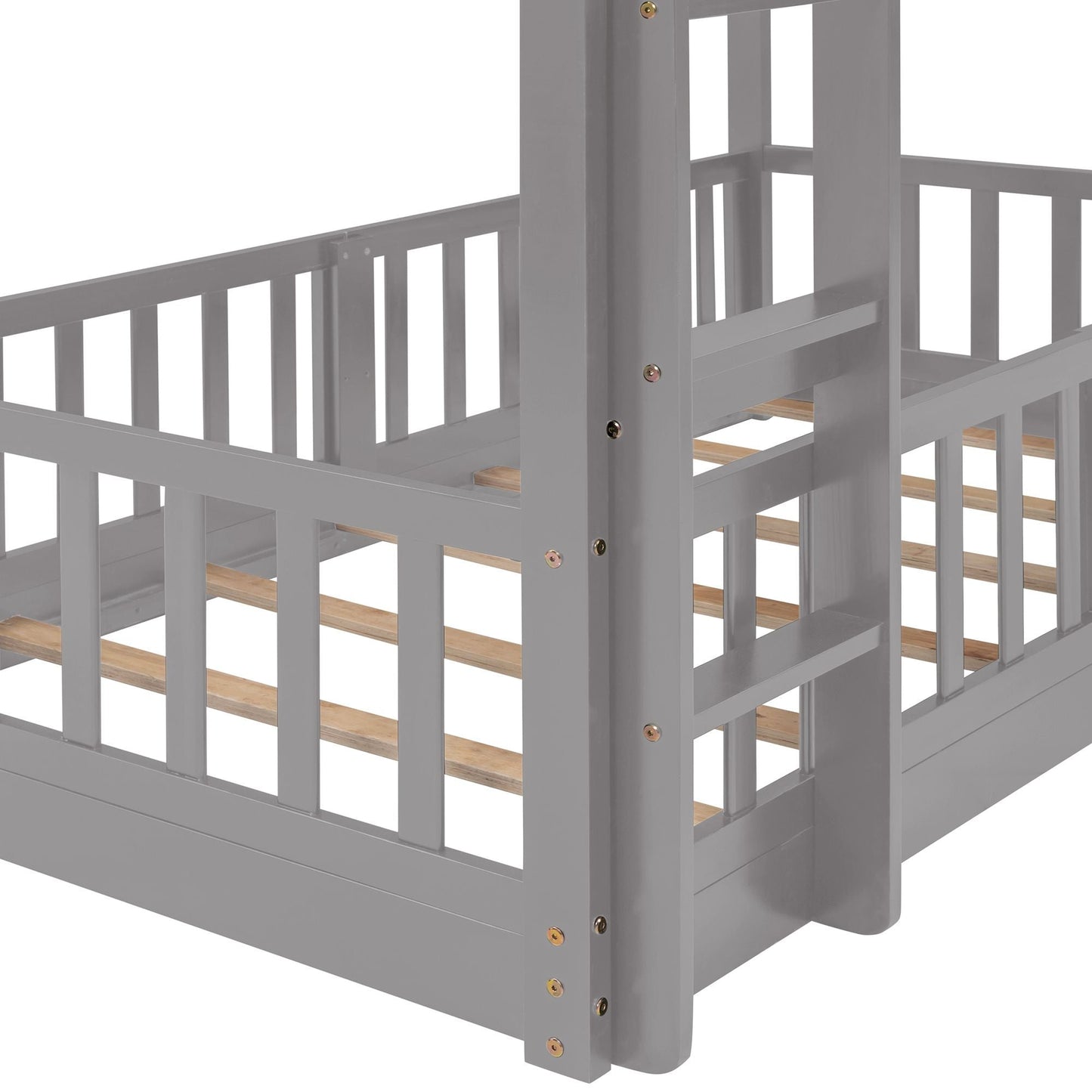 Twin Over Twin Wood Bunk Bed for Kids with Ladder and Guardrails | Just Better Bunk Beds