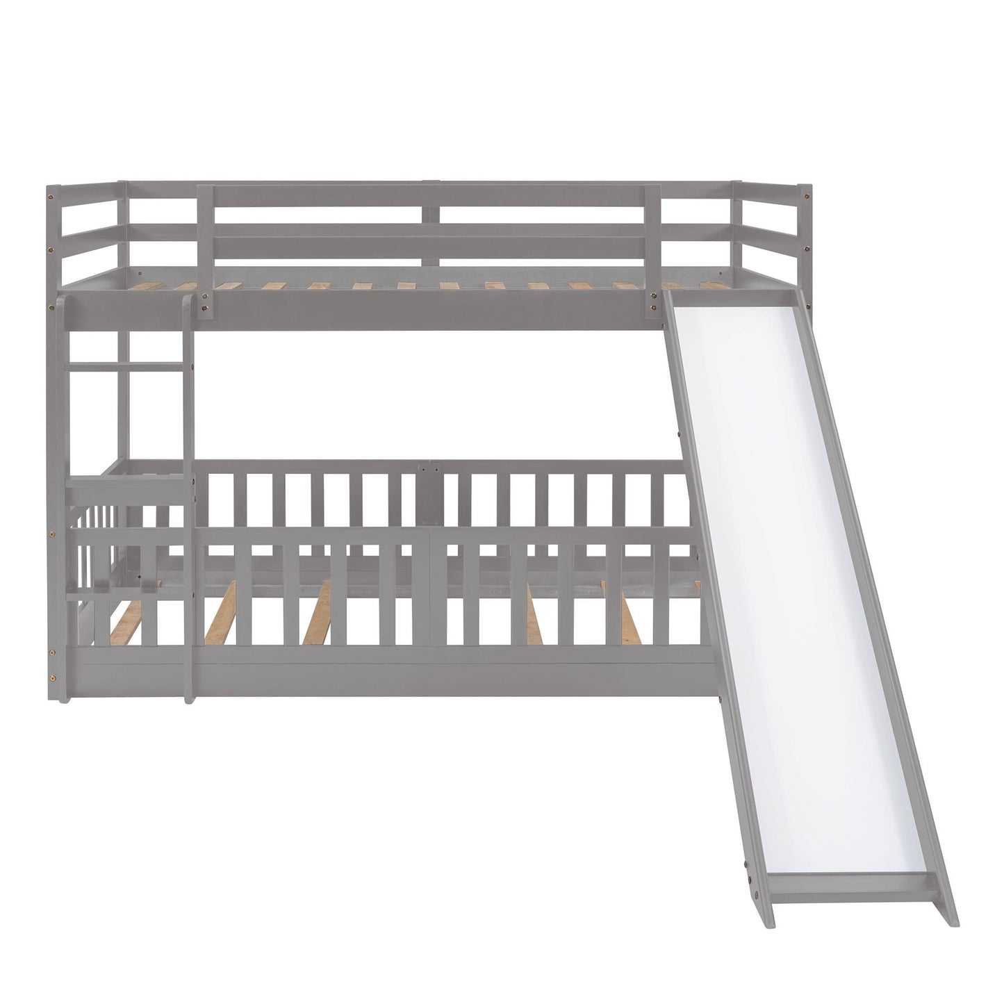 Twin Over Twin Wood Bunk Bed for Kids with Ladder and Guardrails | Just Better Bunk Beds