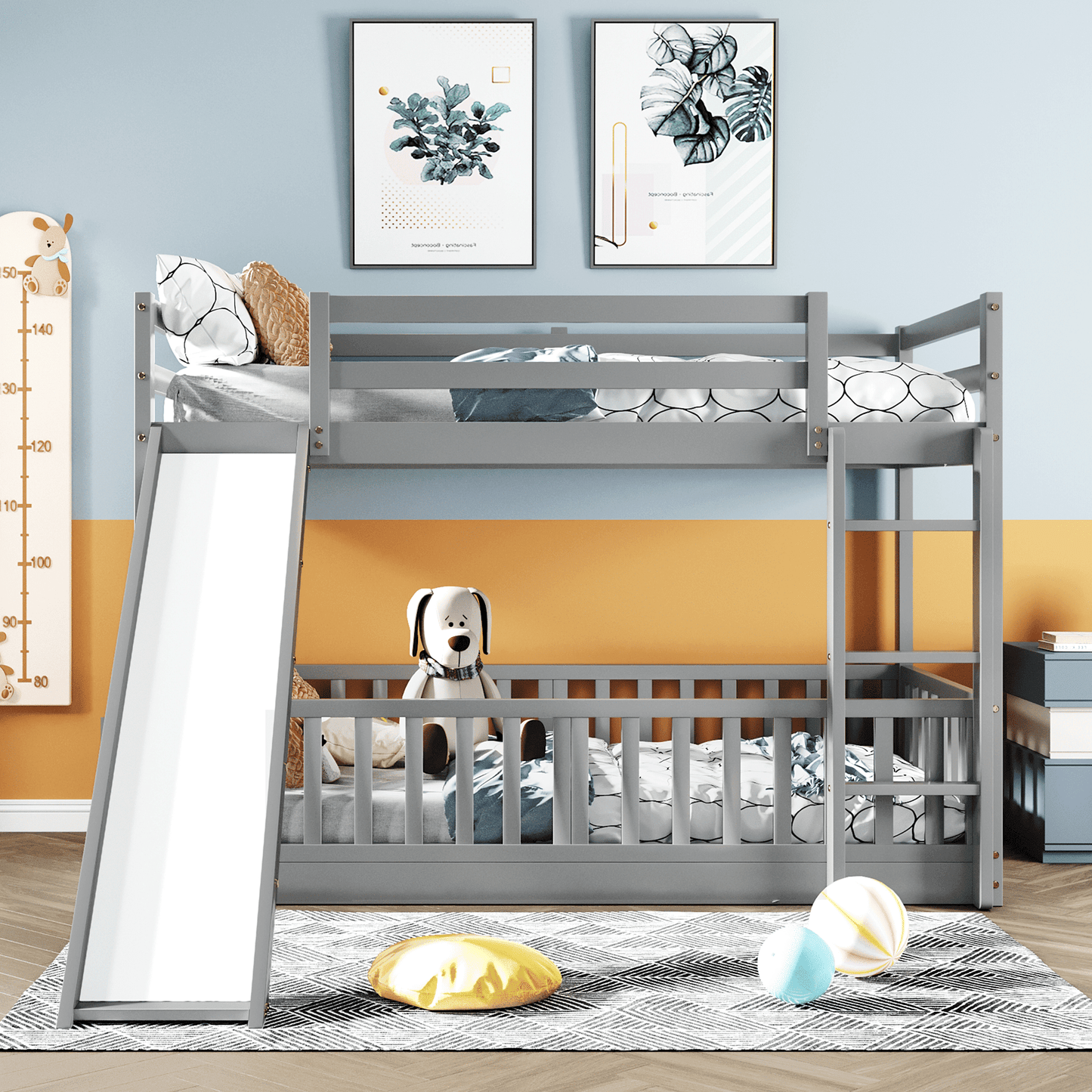 Twin Over Twin Wood Bunk Bed for Kids with Ladder and Guardrails | Just Better Bunk Beds