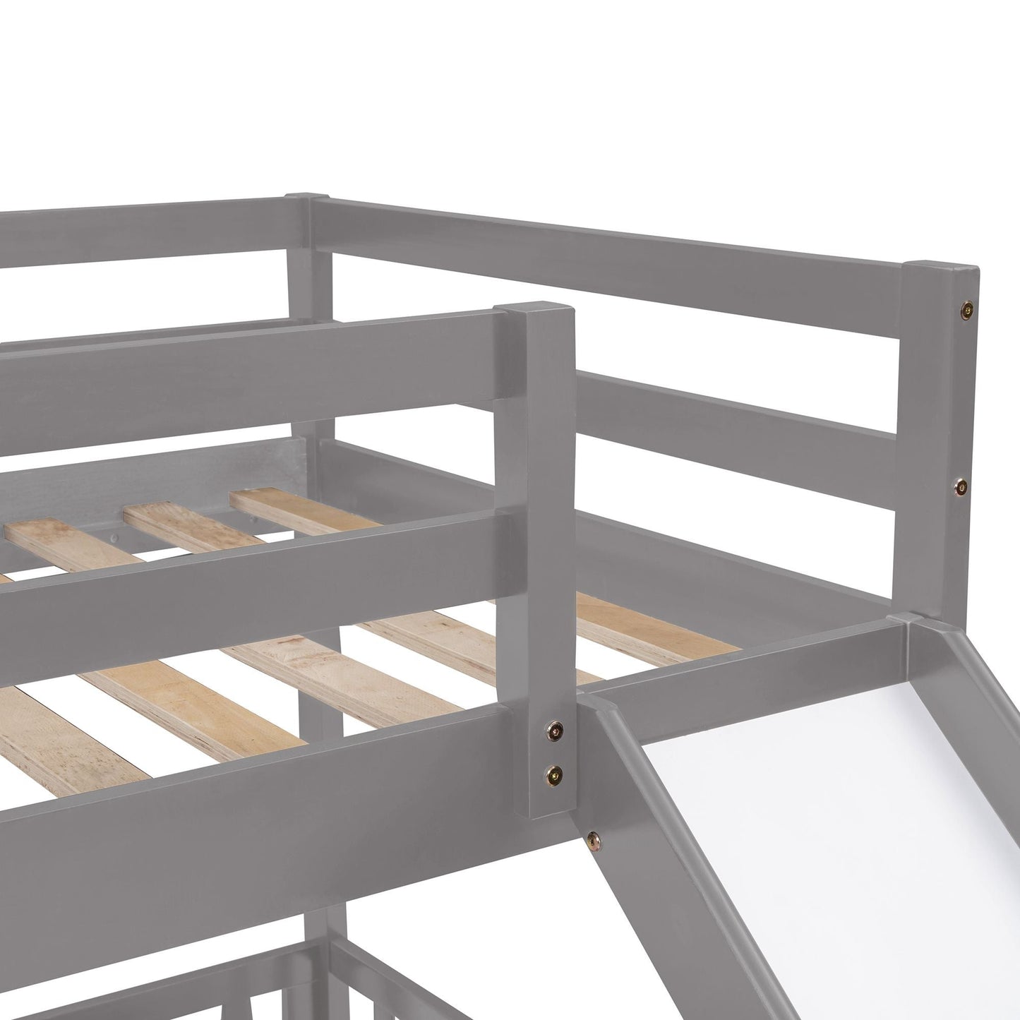 Twin Over Twin Wood Bunk Bed for Kids with Ladder and Guardrails | Just Better Bunk Beds