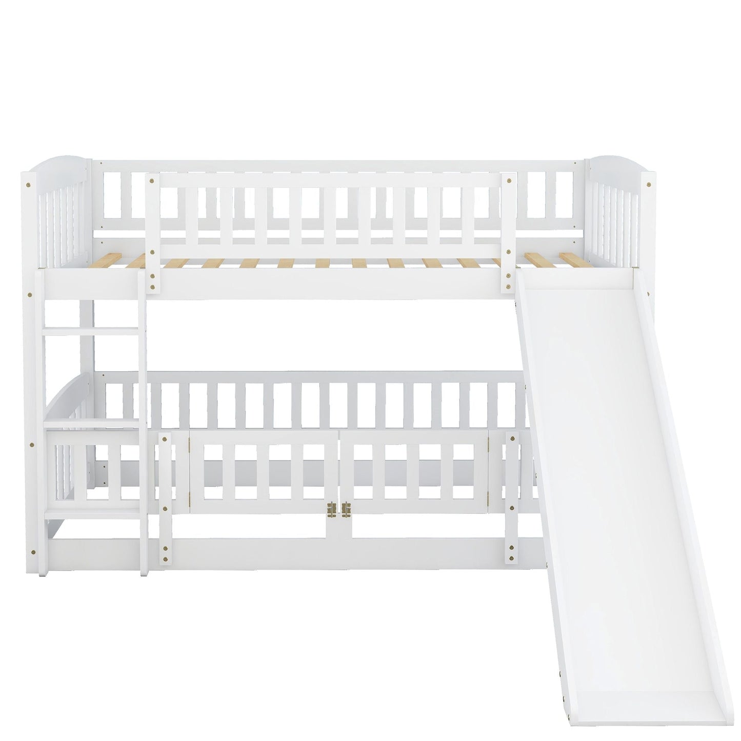 Twin Over Twin Wood Bunk Bed for Kids with Ladder and Guardrails | Just Better Bunk Beds
