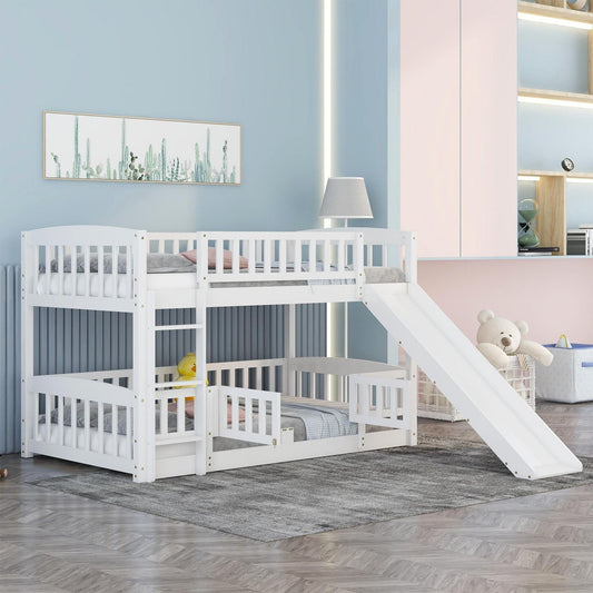 Twin Over Twin Wood Bunk Bed for Kids with Ladder and Guardrails | Just Better Bunk Beds
