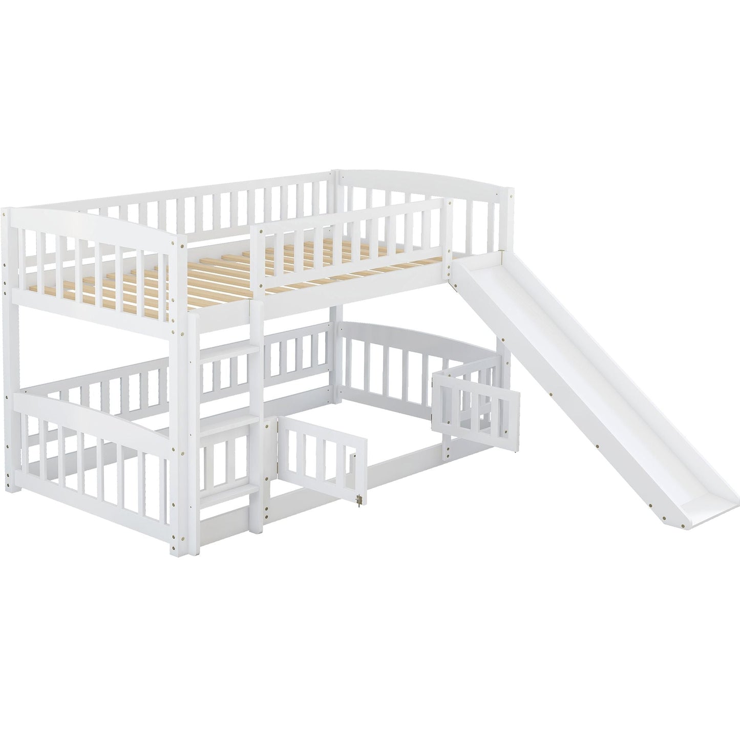 Twin Over Twin Wood Bunk Bed for Kids with Ladder and Guardrails | Just Better Bunk Beds