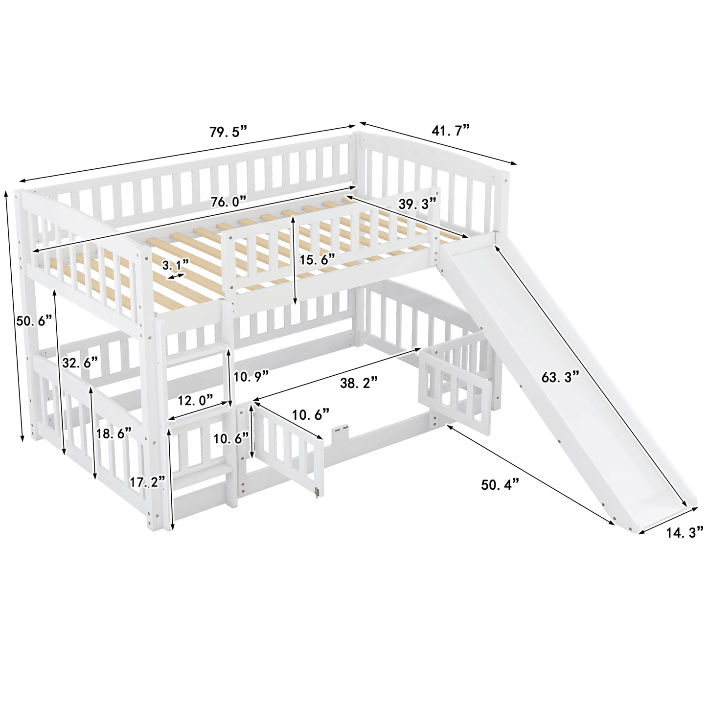 Twin Over Twin Wood Bunk Bed for Kids with Ladder and Guardrails | Just Better Bunk Beds