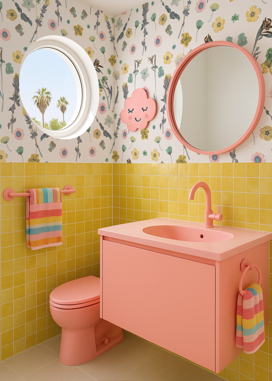 Pressed Fresh Version 02 Wallpaper, pink & yellow