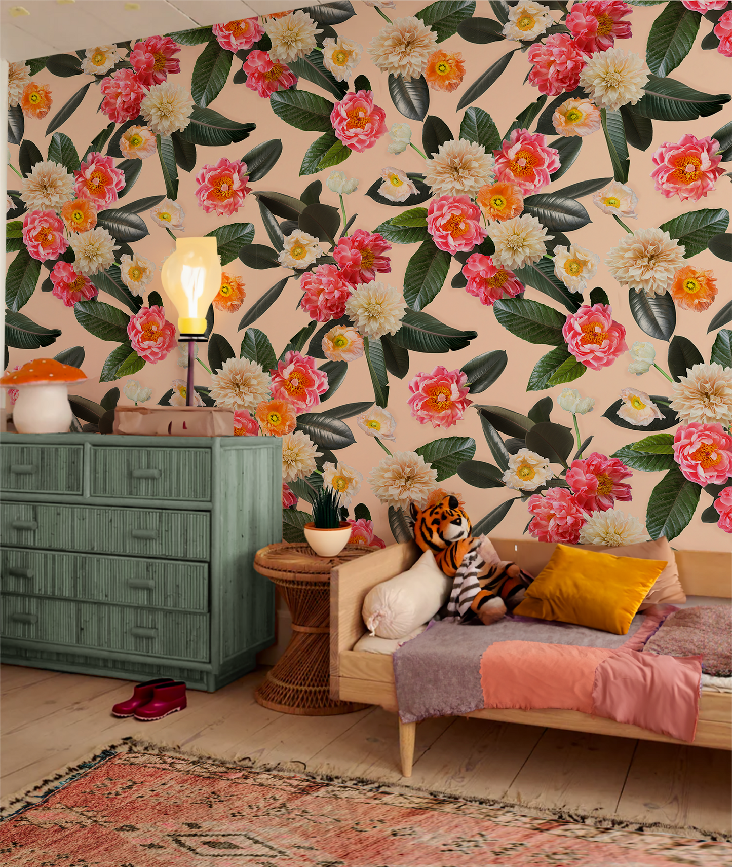 Flower Party Wallpaper, nude