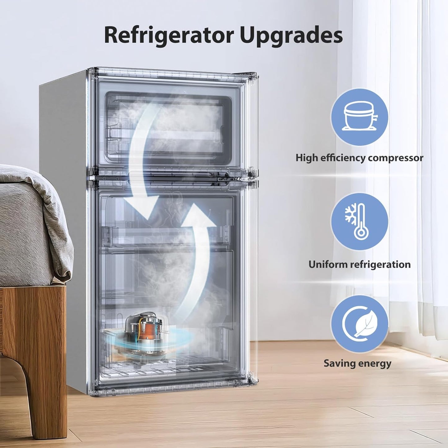 Kismile 3.2 Cu.Ft,Mini Refrigerator with Freezer F5887