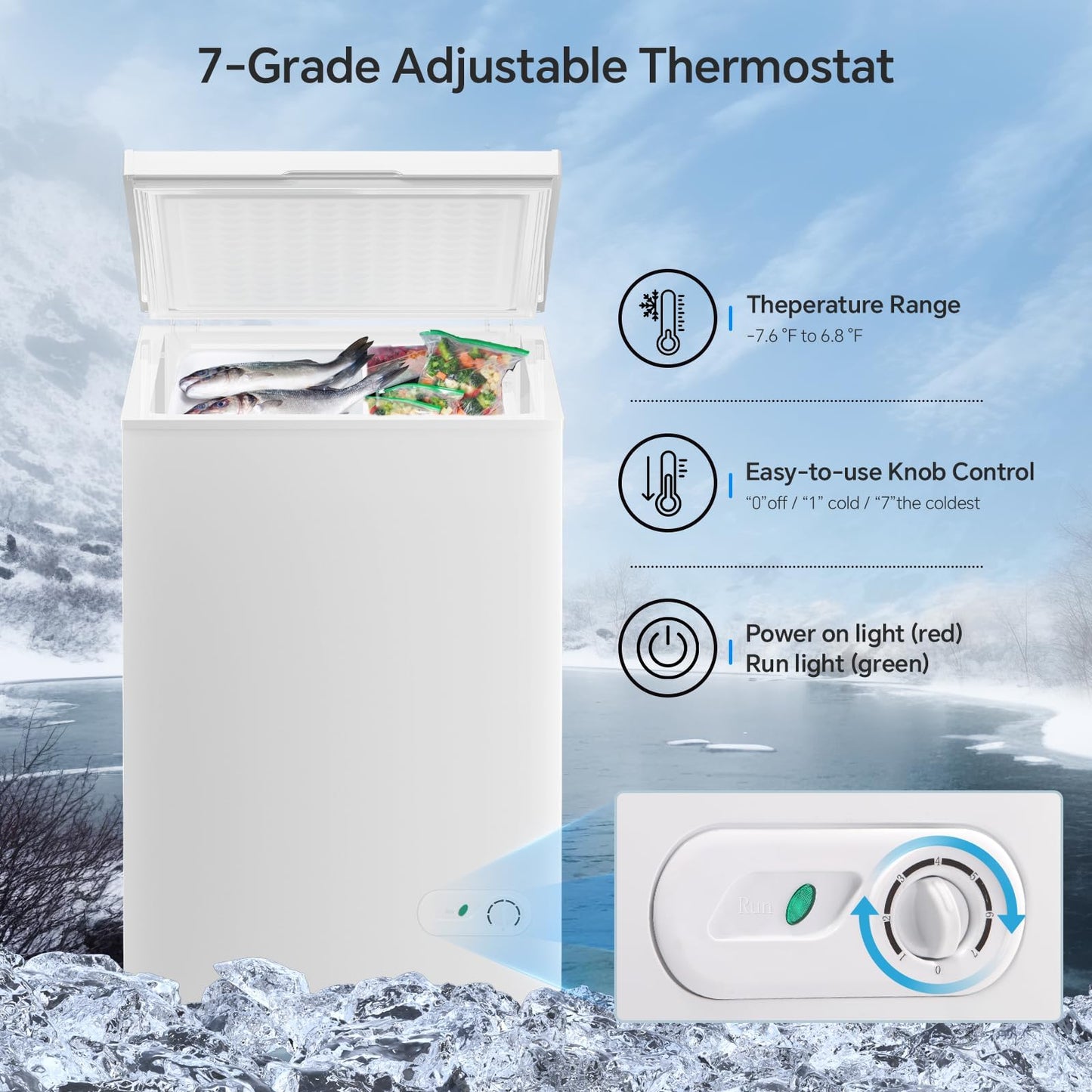 Kismile 3.5 Cubic Feet Chest Freezer