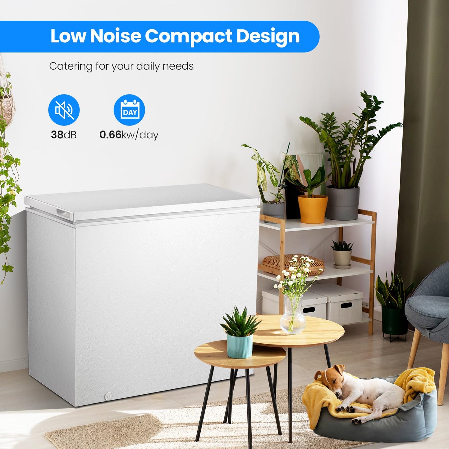 Kismile 7.0/3.5 Cubic Feet Chest Freezer with Removable Basket Free Standing