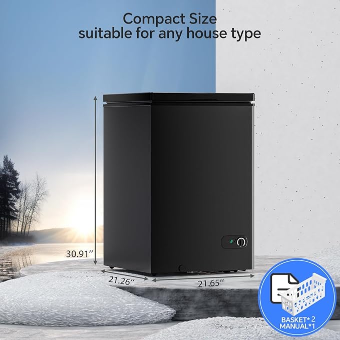 Kismile 7.0/3.5 Cubic Feet Chest Freezer with Removable Basket Free Standing