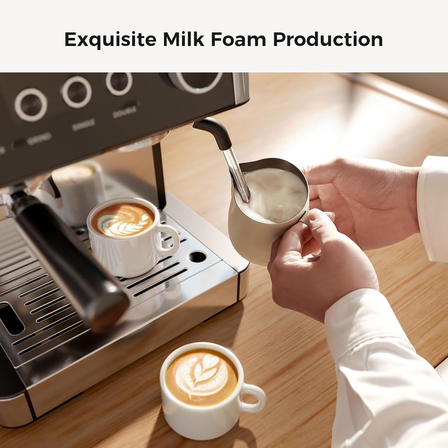 Kismile Espresso Machine, Semi-Automatic Coffee Maker with Bean Grinder and Milk Frother Steam Wand