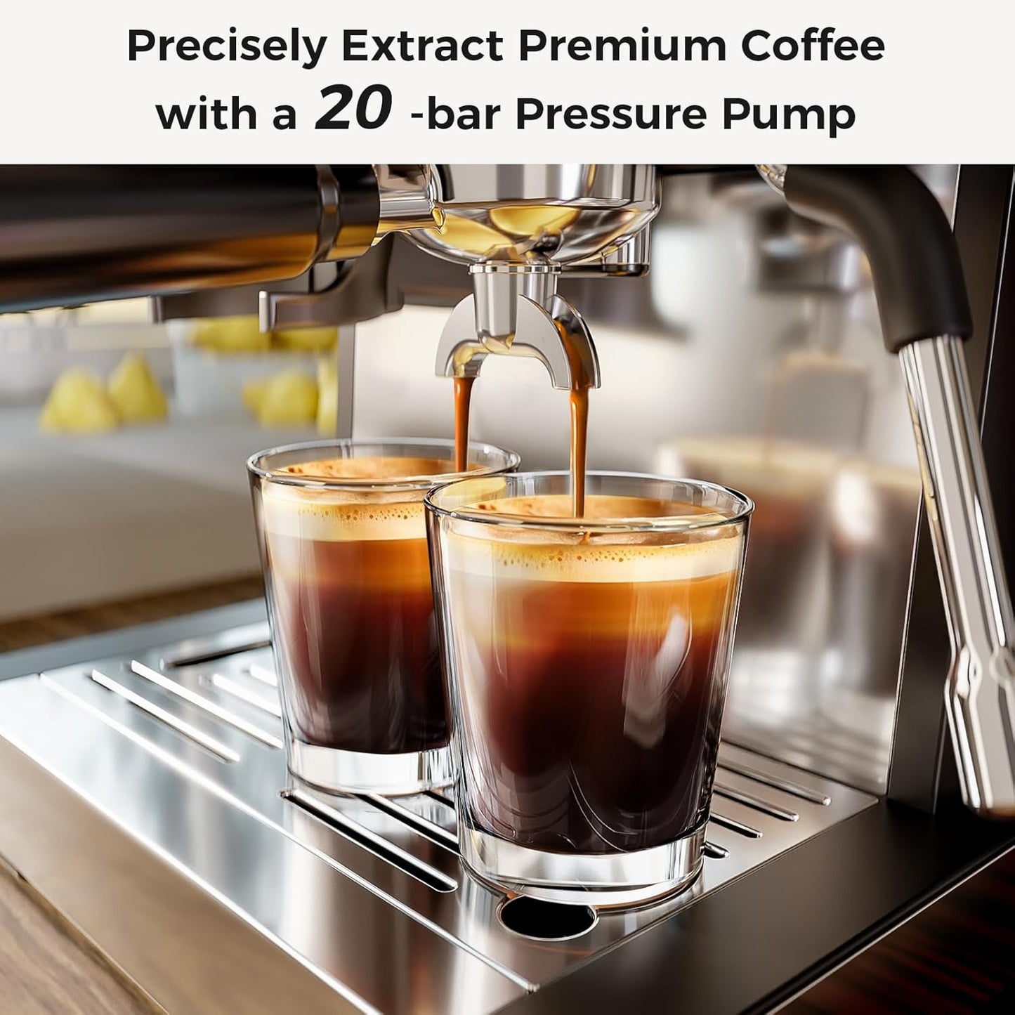 Kismile Espresso Machine, Semi-Automatic Coffee Maker with Bean Grinder and Milk Frother Steam Wand