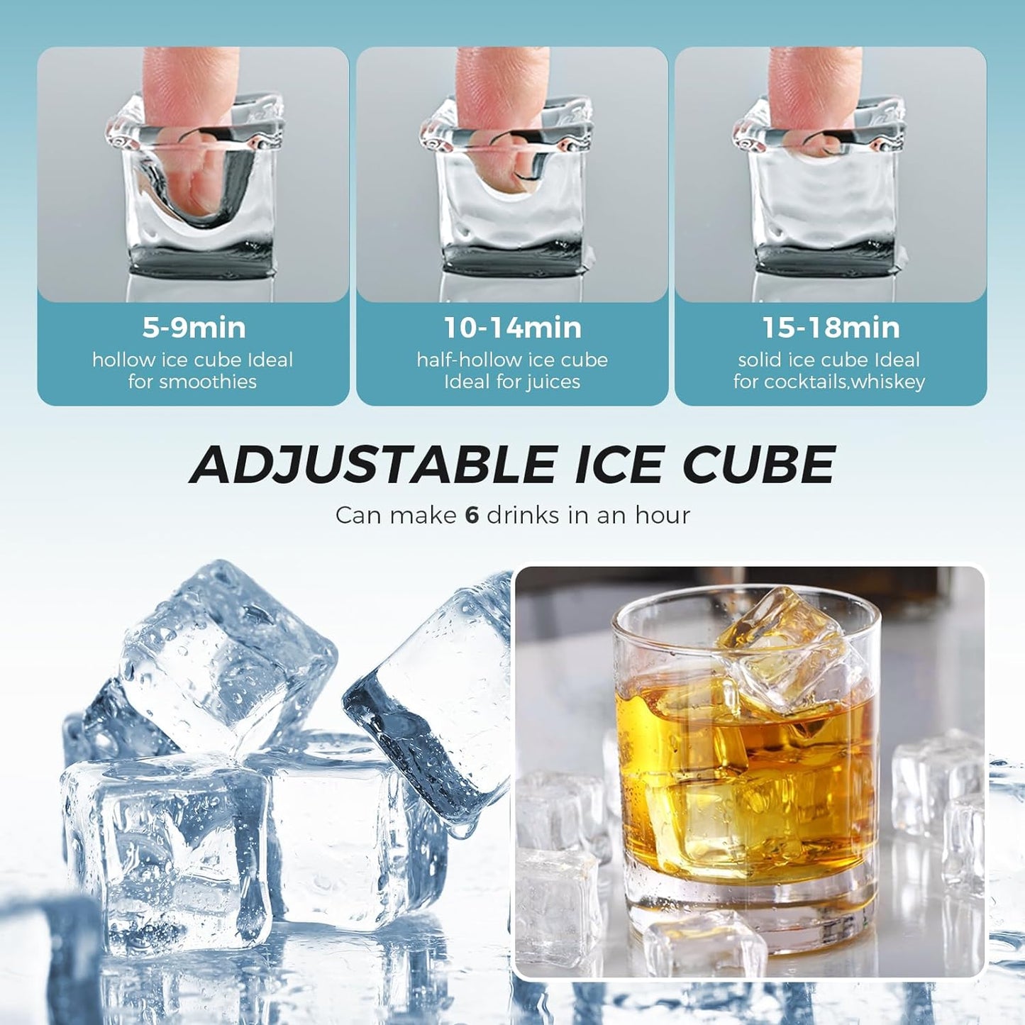 Kismile Ice Maker Countertop, Portable Ice Cube Maker Machine Z5813AF