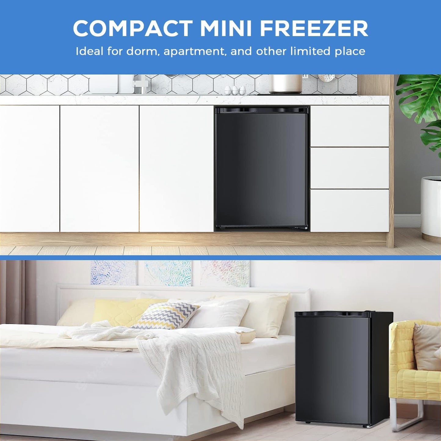 Kismile Upright Freezer,3.0 Cu.ft Mini Freezer with Reversible Single Door