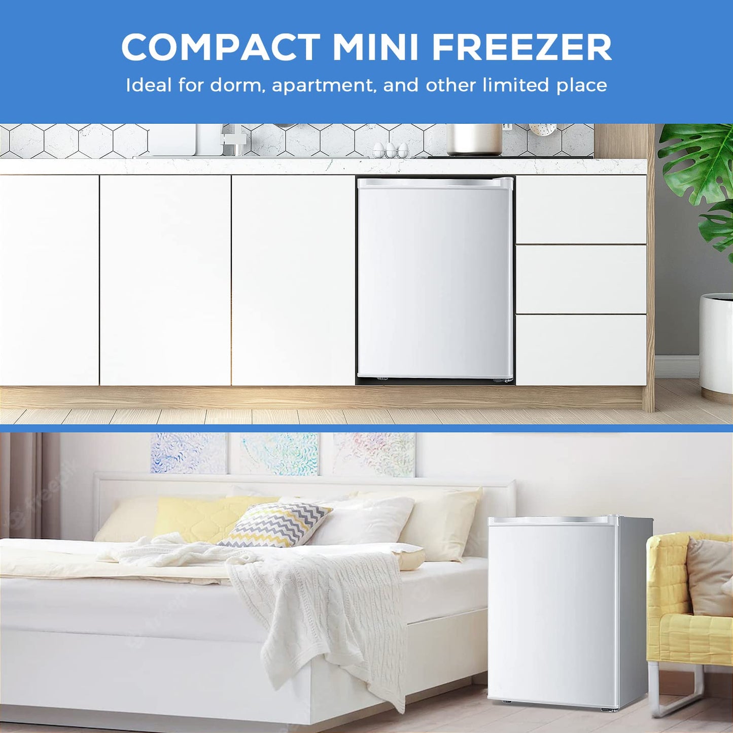 Kismile Upright Freezer,3.0 Cu.ft Mini Freezer with Reversible Single Door