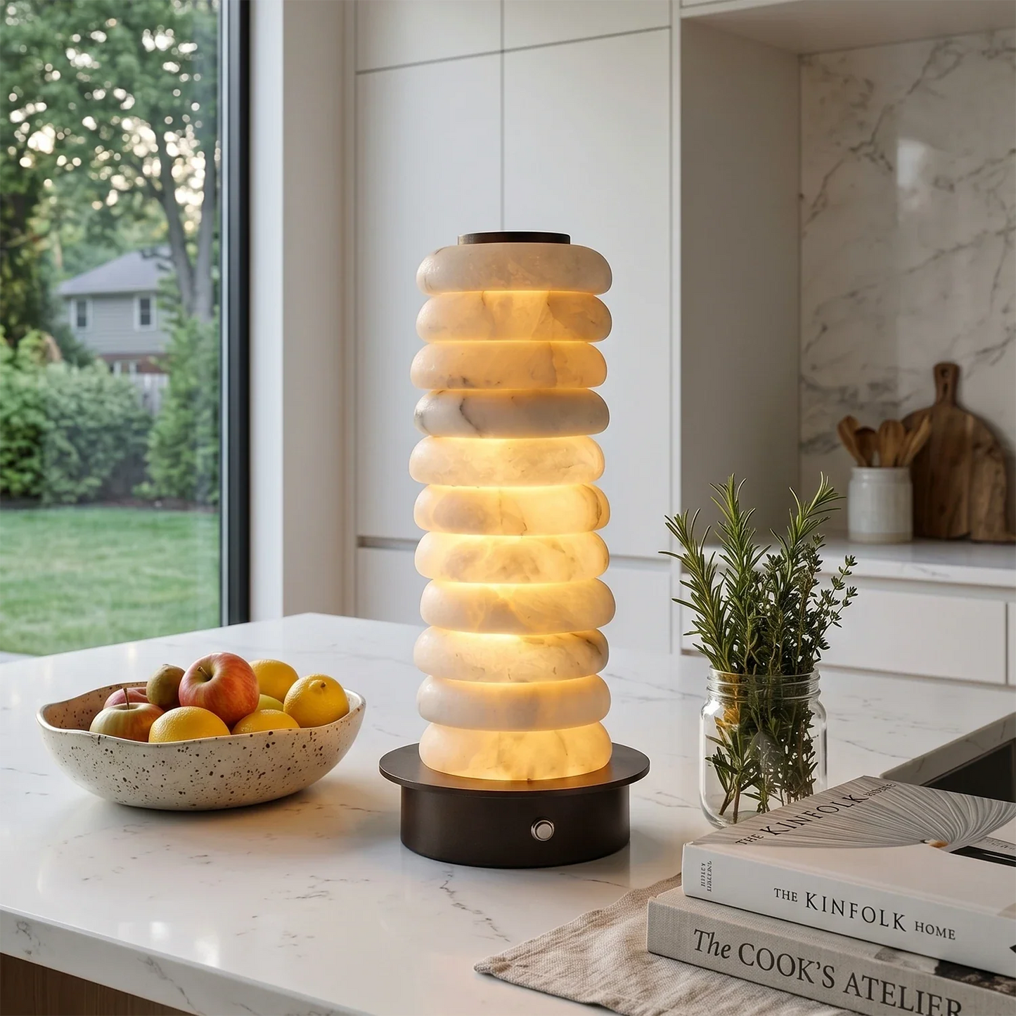 Multi-Tiered Alabaster Table Lamp