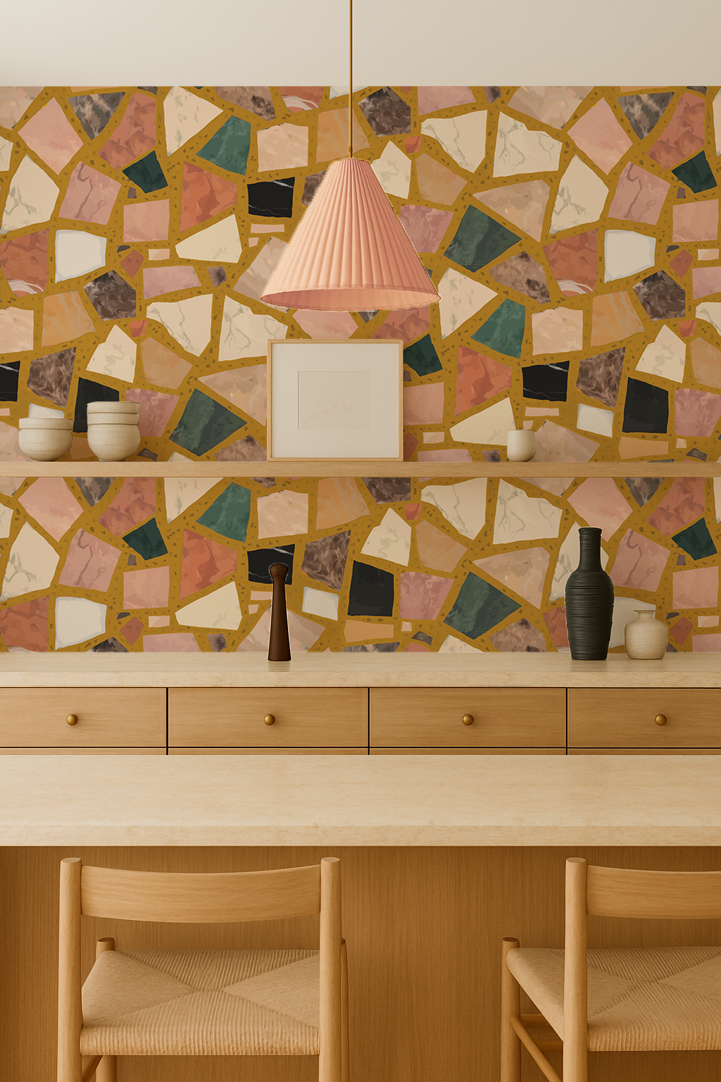 Dolce Terrazzo Wallpaper, mustard