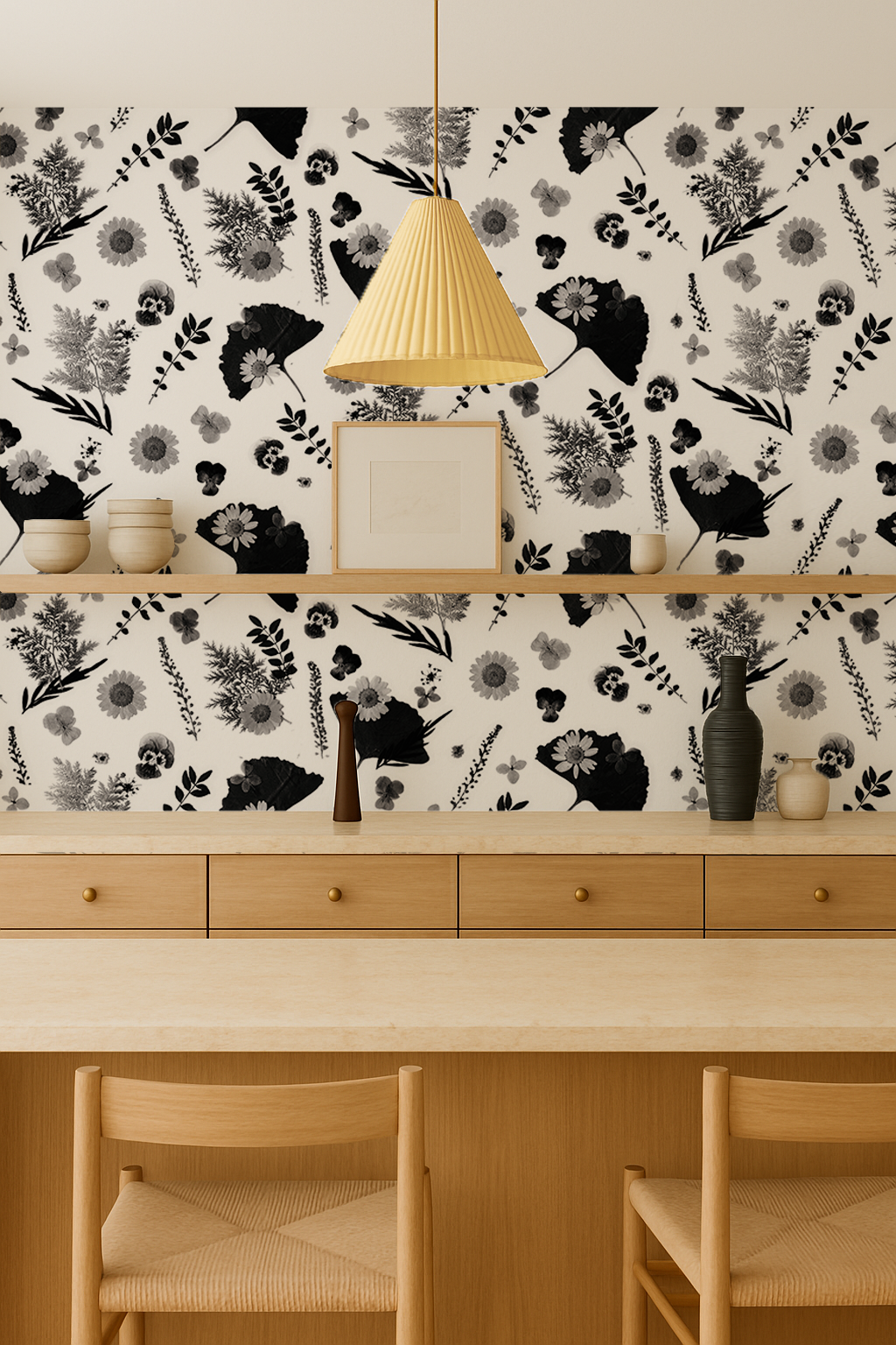 Pressed Fresh Version 01 Wallpaper, white and black