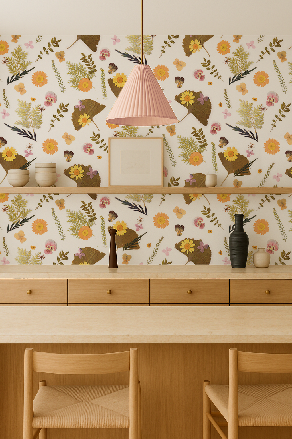 Pressed Fresh Version 01 Wallpaper, orange and pink