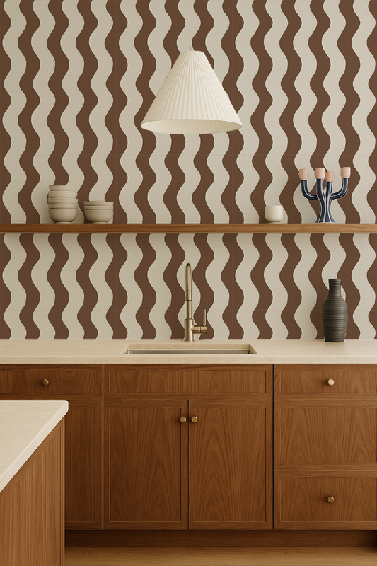 Ziggy Stripe Wallpaper, white and coco