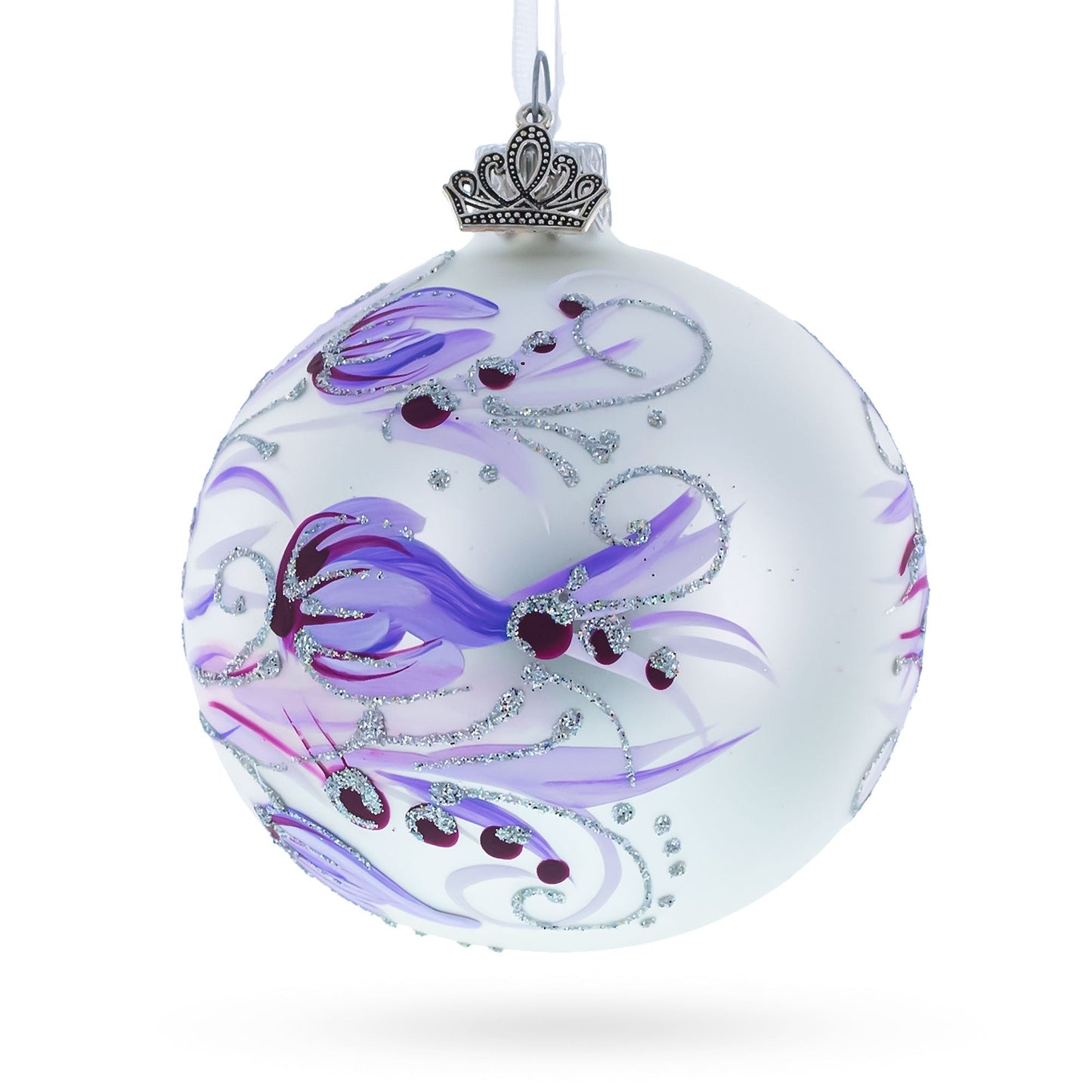 Gerbera Flowers on Purple Glass Ball Christmas Ornament