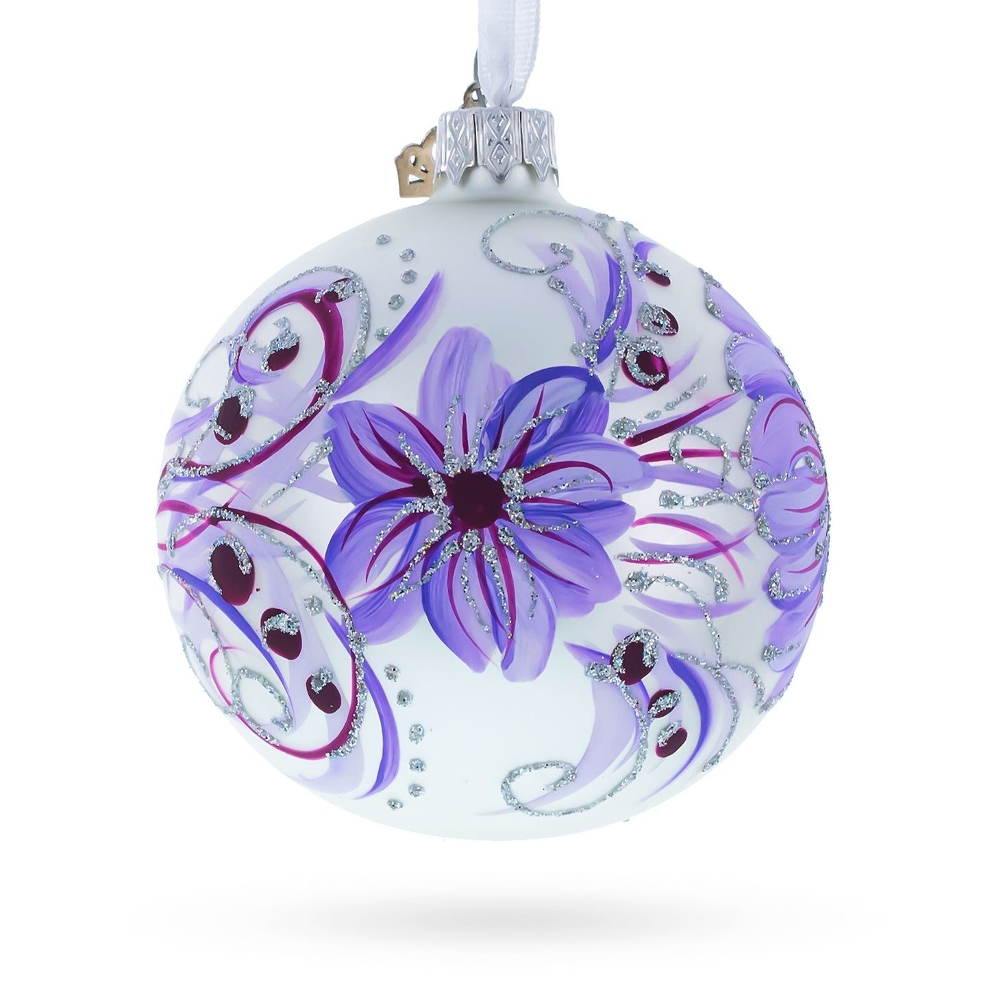 Gerbera Flowers on Purple Glass Ball Christmas Ornament