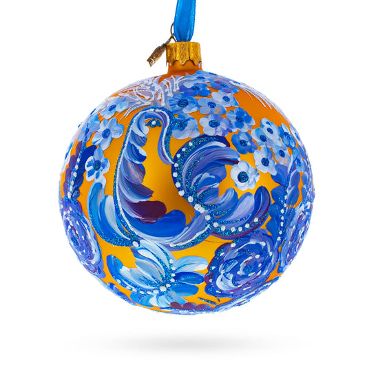 Firebird Amidst Hyacinth Flowers Glass Ball Christmas Ornament