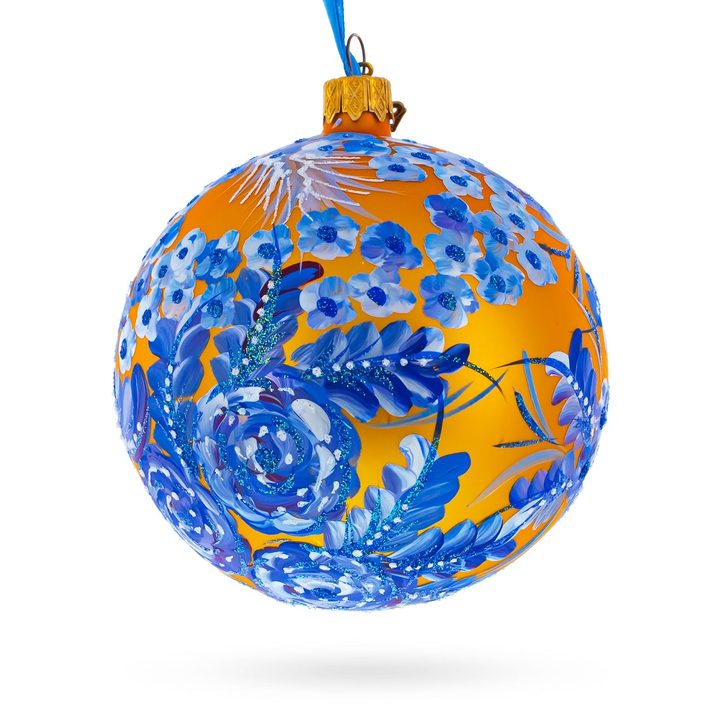 Firebird Amidst Hyacinth Flowers Glass Ball Christmas Ornament
