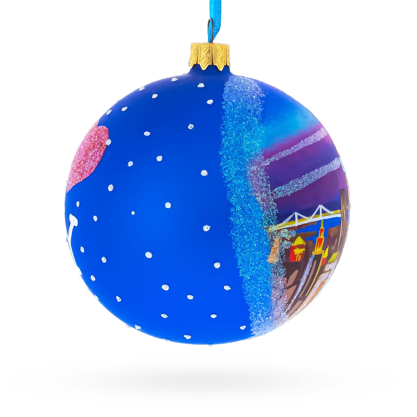 New York City at Night Glass Ball Christmas Ornament 4 Inches
