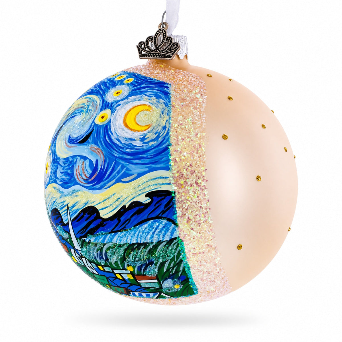 1880 'The Starry Night' by Vincent van Gogh Glass Ball Christmas Ornament 4 Inches