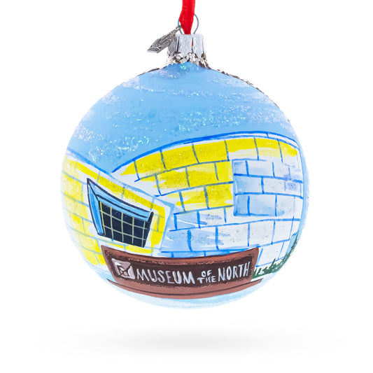University of Alaska Museum of the North, Fairbanks, Alaska, USA Glass Ball Christmas Ornament 4 Inches