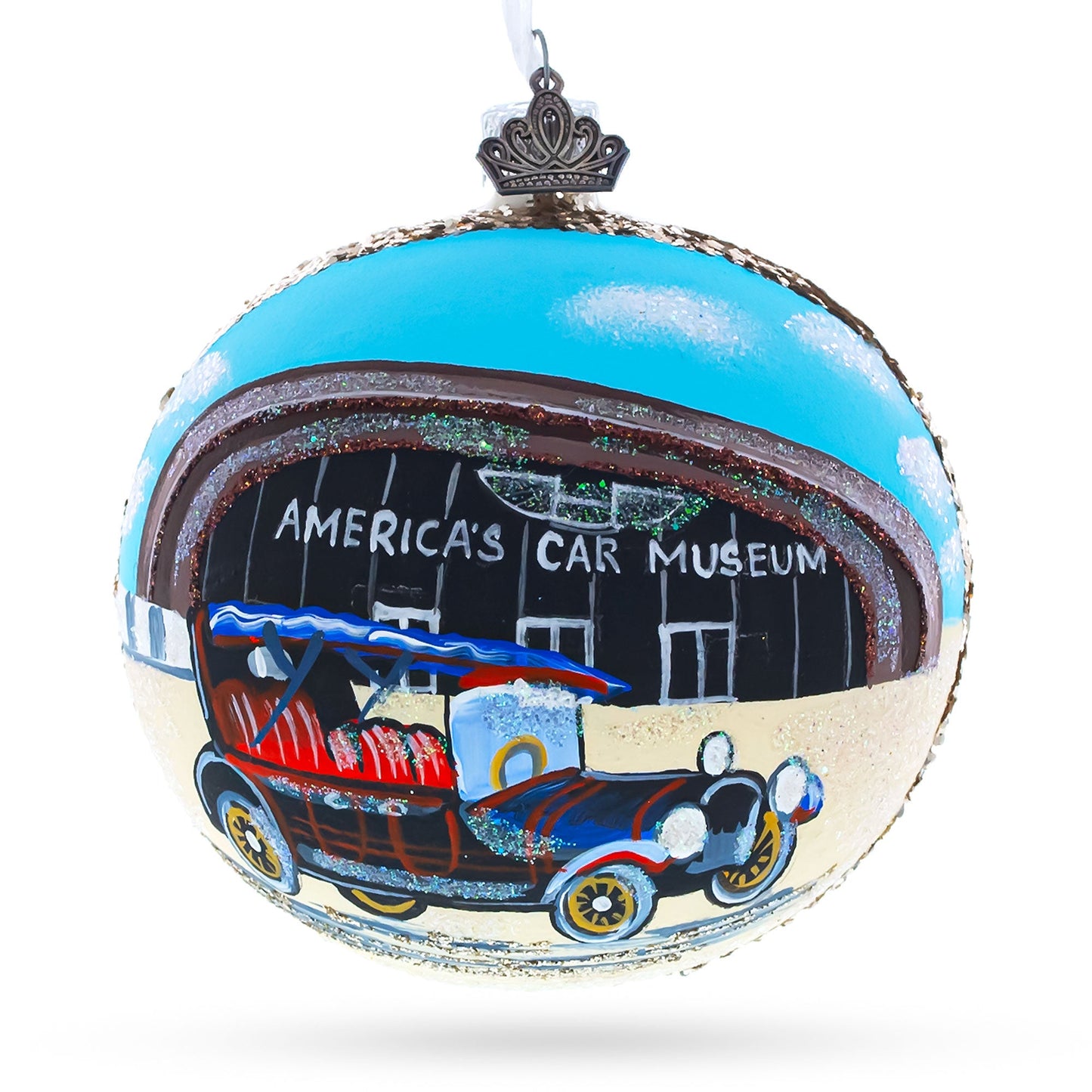 LeMay America's Car Museum, Tacoma, Washington, USA Glass Ball Christmas Ornament 4 Inches