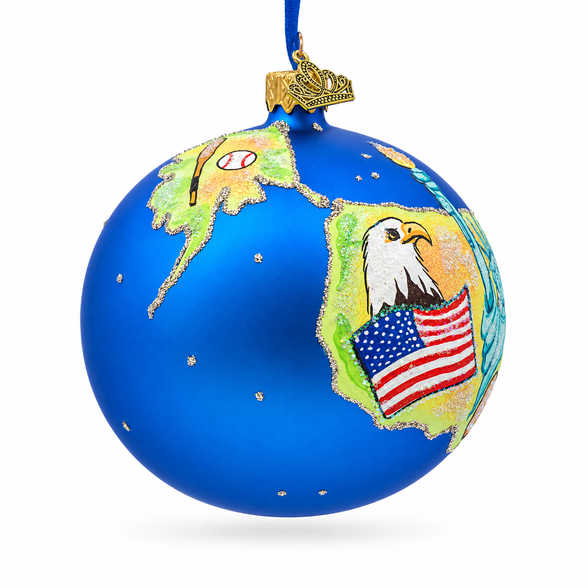Travel to the USA Glass Ball Christmas Ornament 4 Inches