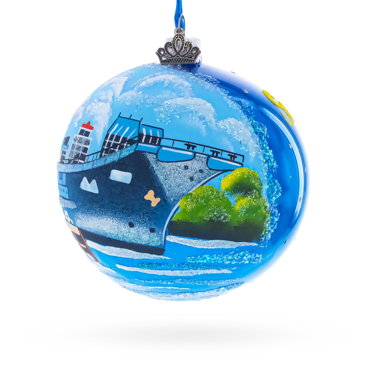 USS Midway Museum, San Diego, California, USA Glass Ball Christmas Ornament 4 Inches
