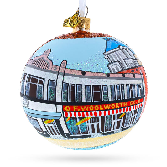 International Civil Rights Center & Museum, Greensboro, North Carolina, USA Glass Ball Christmas Ornament 4 Inches