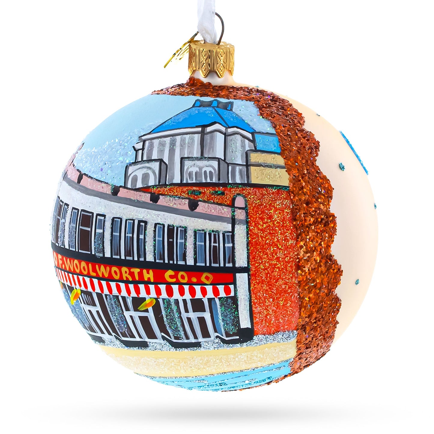 International Civil Rights Center & Museum, Greensboro, North Carolina, USA Glass Ball Christmas Ornament 4 Inches