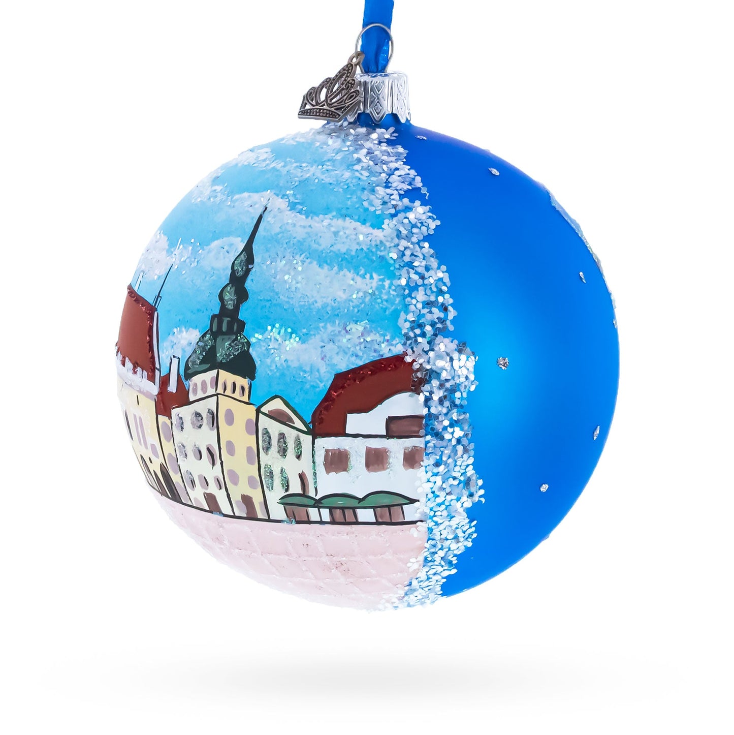 Old Town, Tallin, Estonia Glass Ball Christmas Ornament 4 Inches