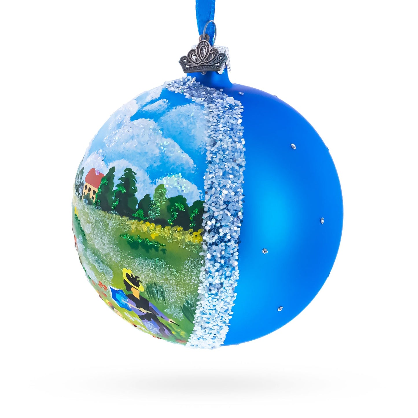 Wild Poppies Painting Glass Ball Christmas Ornament 4 Inches