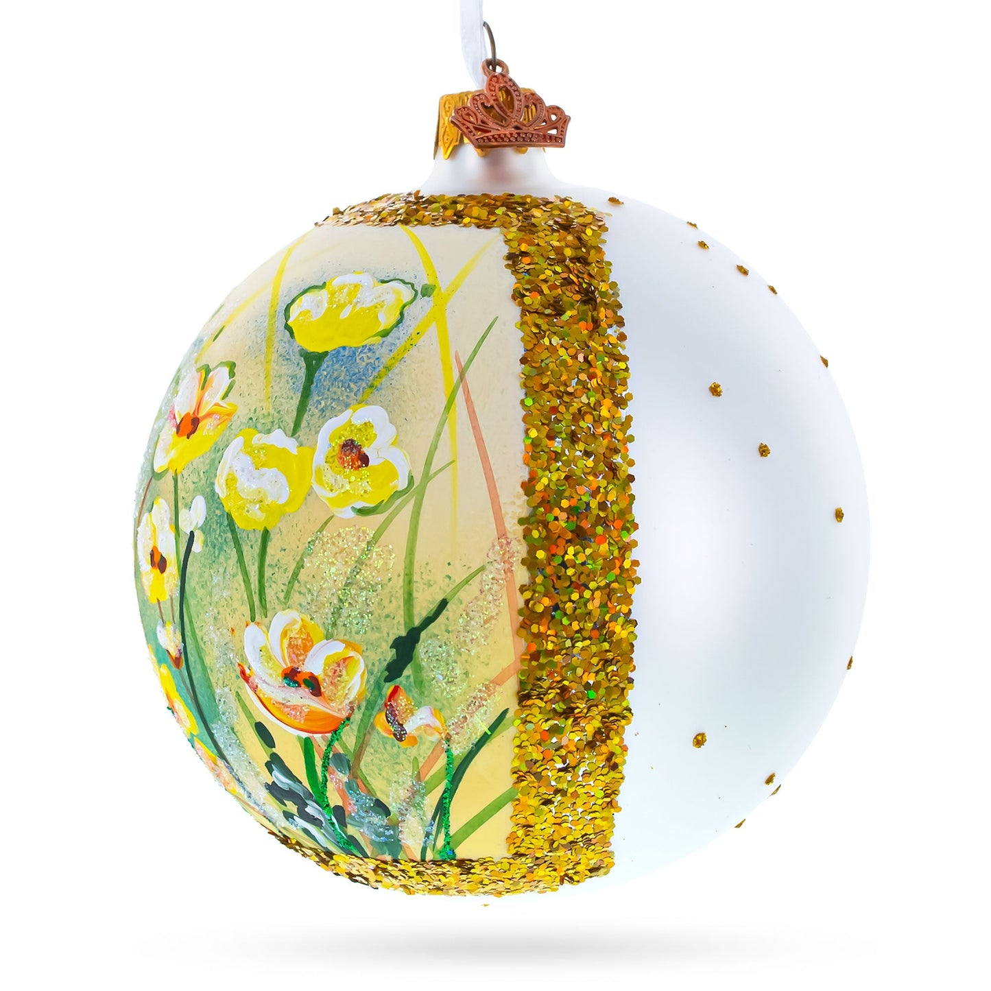 Summer in Bloom Painting Glass Ball Christmas Ornament 4 Inches