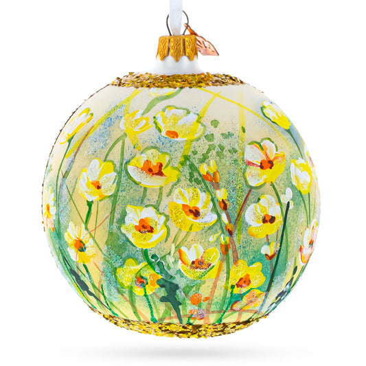 Summer in Bloom Painting Glass Ball Christmas Ornament 4 Inches