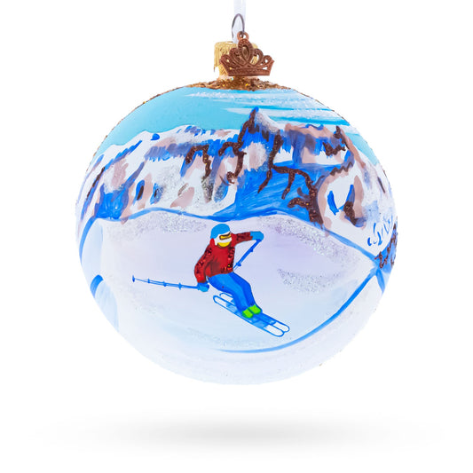 Chamonix Ski Resort, France Glass Ball Christmas Ornament 4 Inches