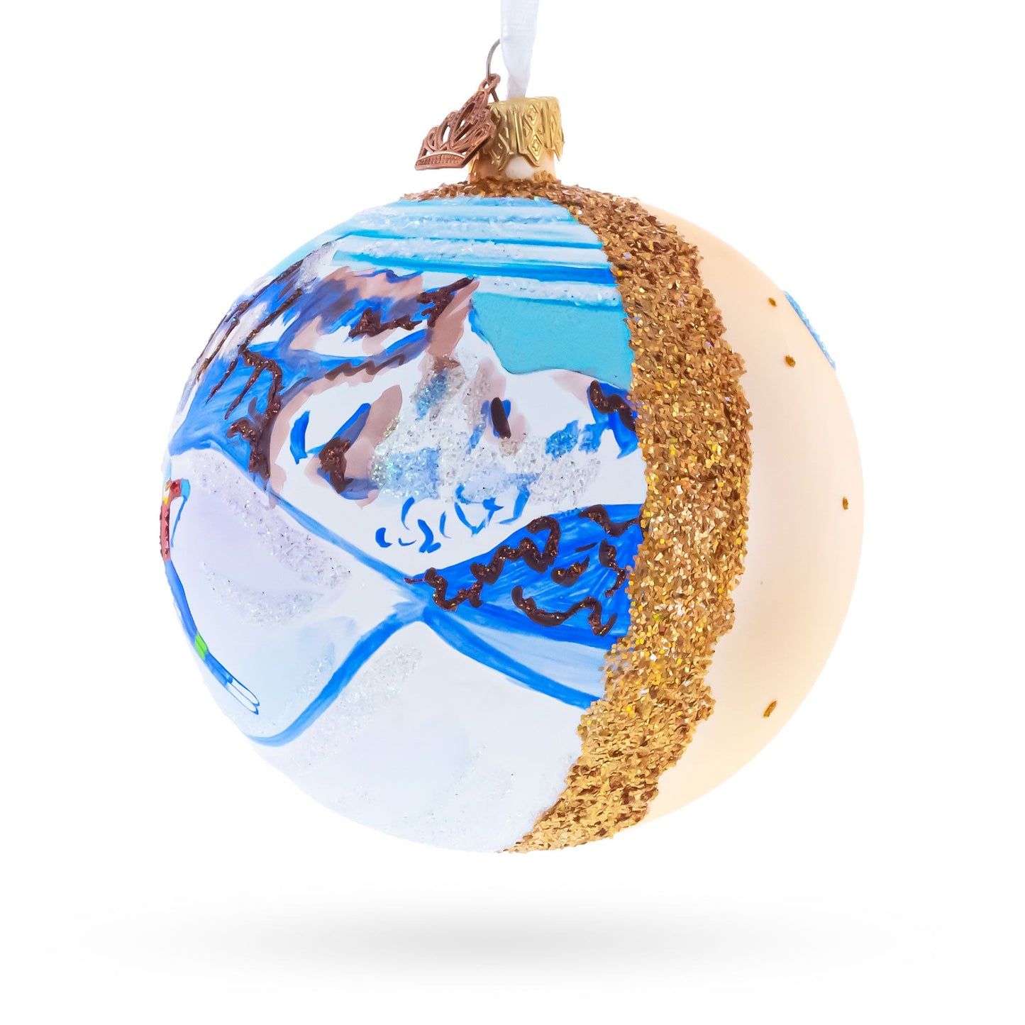 Chamonix Ski Resort, France Glass Ball Christmas Ornament 4 Inches