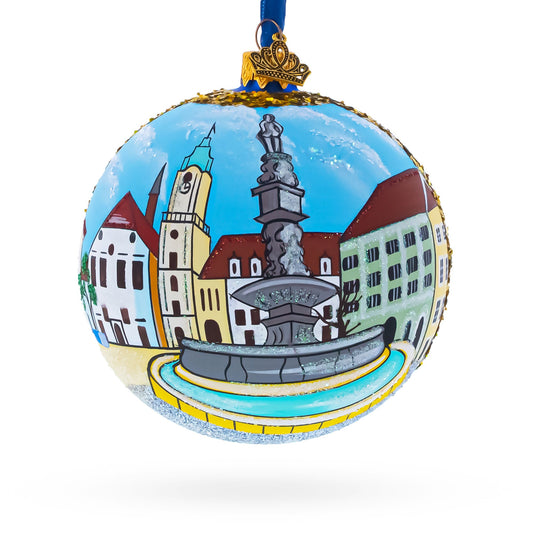 Old Town in Bratislava, Slovakia Glass Ball Christmas Ornament 4 Inches