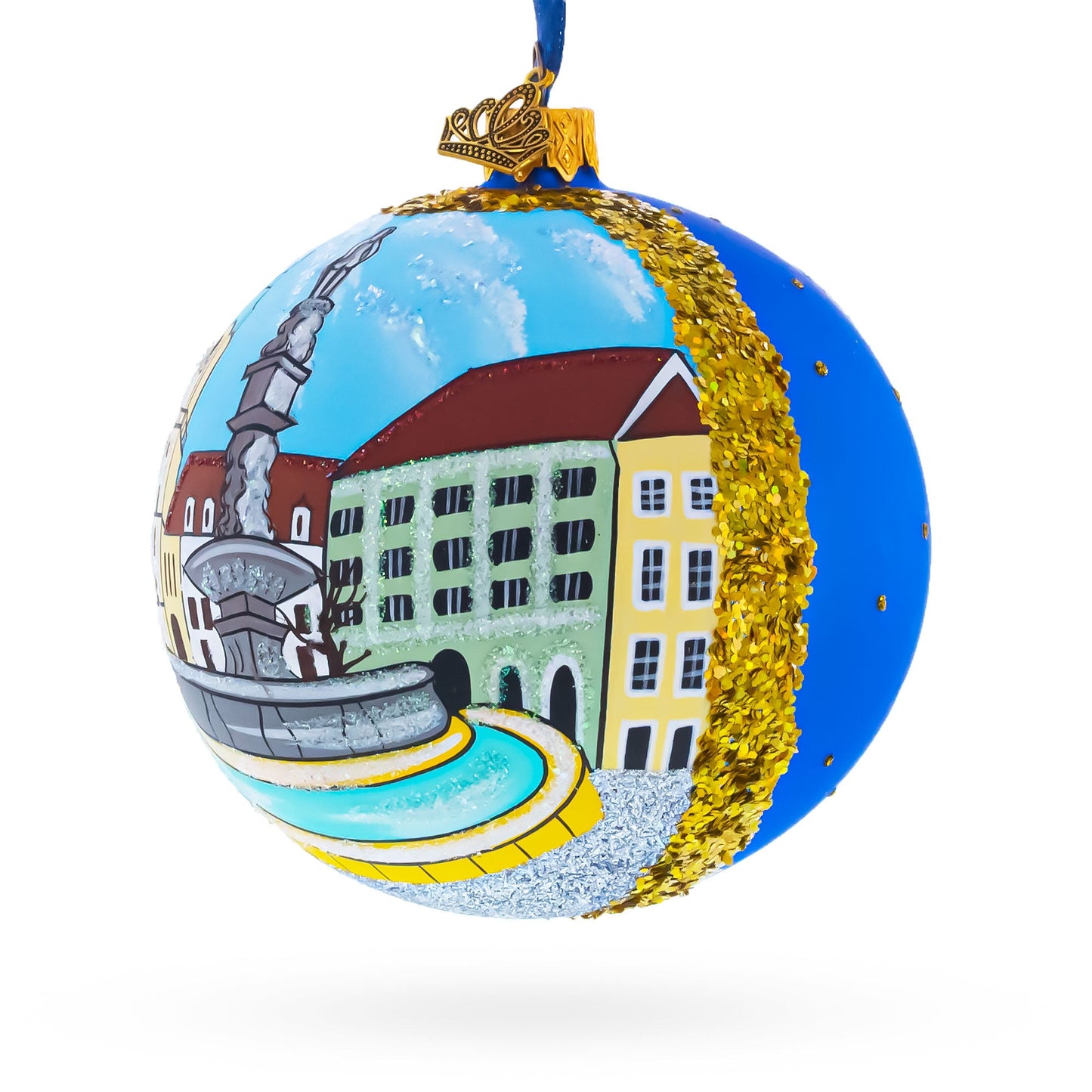 Old Town in Bratislava, Slovakia Glass Ball Christmas Ornament 4 Inches