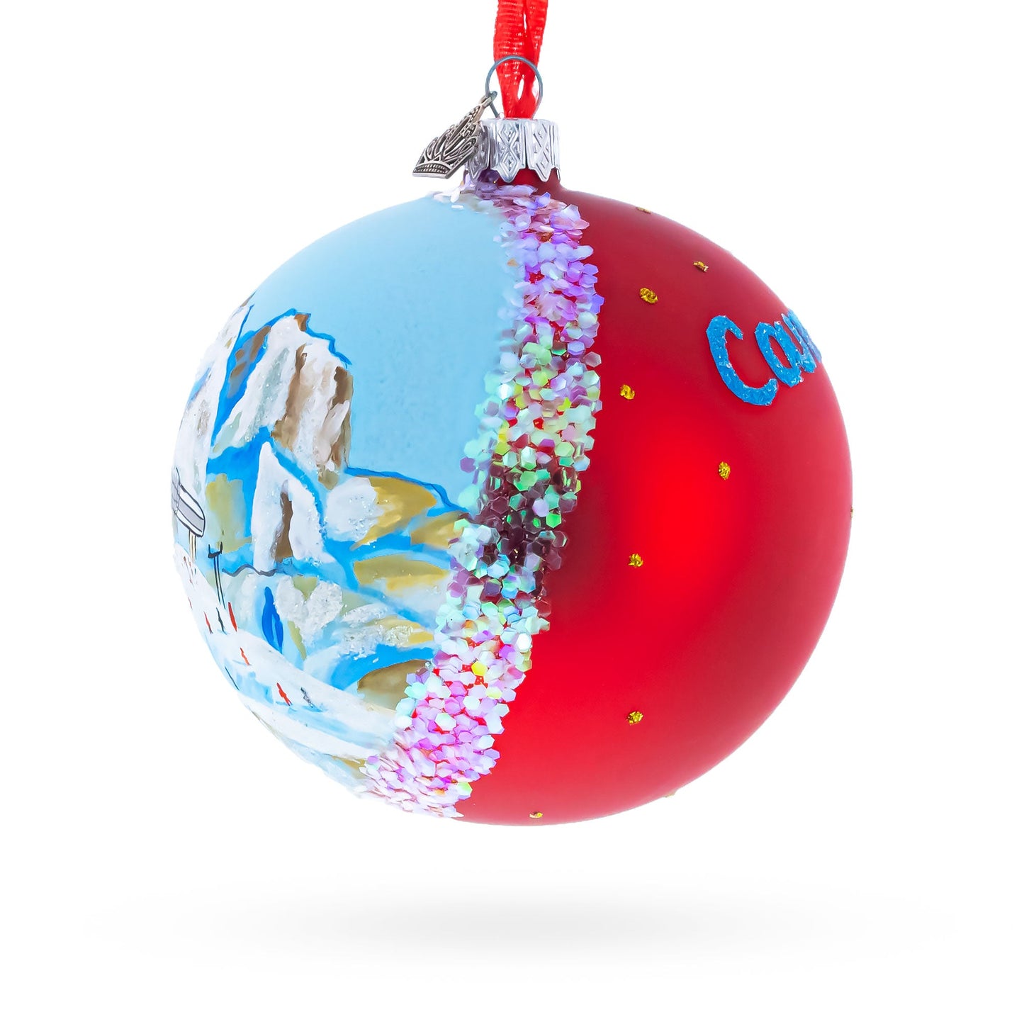 Courchevel Ski Resort, France Glass Ball Christmas Ornament 4 Inches